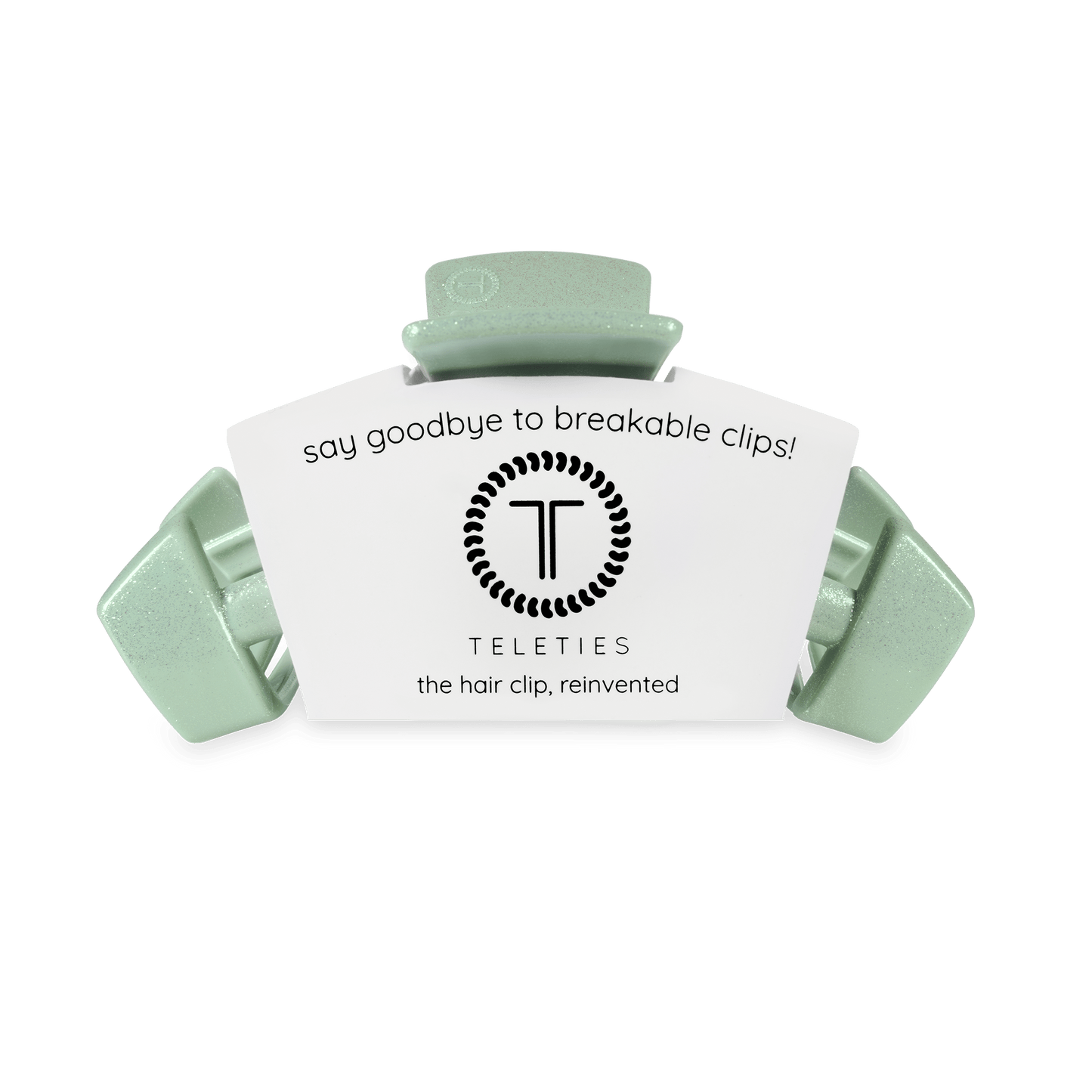 TELETIES - Dew Drop Medium Classic Hair Clip in Green Shimmer - Medium