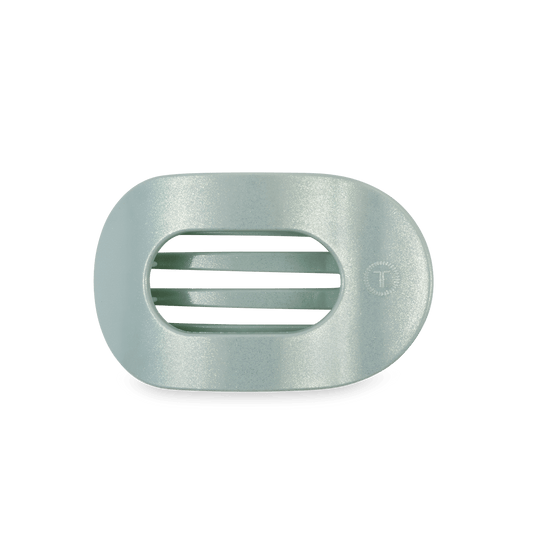 Dew Drop Medium Flat Round Hair Clip in Green Shimmer - Medium