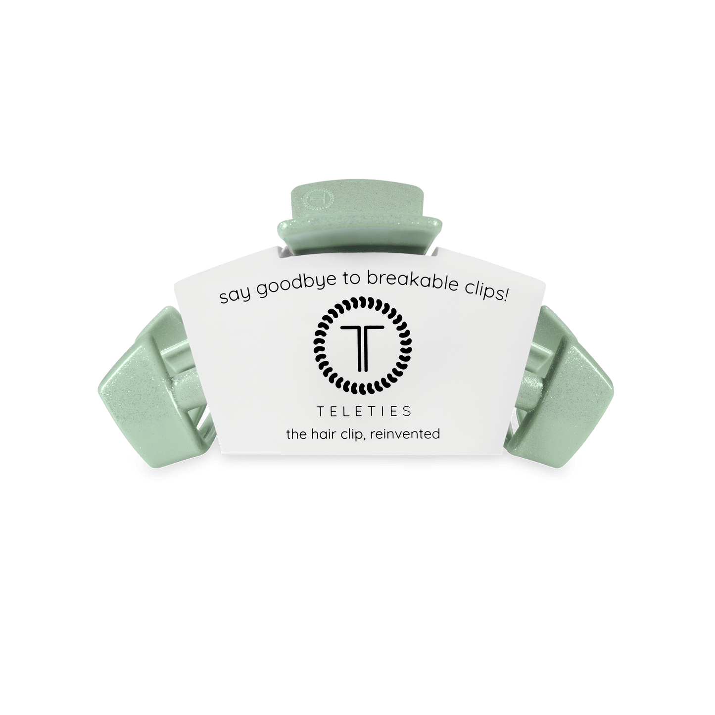 TELETIES - Dew Drop Small Classic Hair Clip in Green  Shimmer - Small