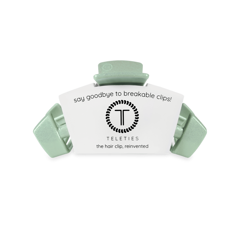 TELETIES - Dew Drop Small Classic Hair Clip in Green  Shimmer - Small - Image 2