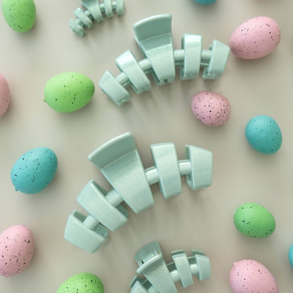 TELETIES - Dew Drop Tiny Classic Hair Clip in Green Shimmer - Tiny