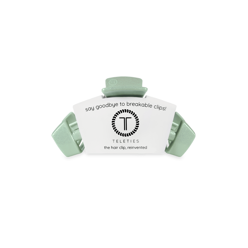 TELETIES - Dew Drop Tiny Classic Hair Clip in Green Shimmer - Tiny - Image 2