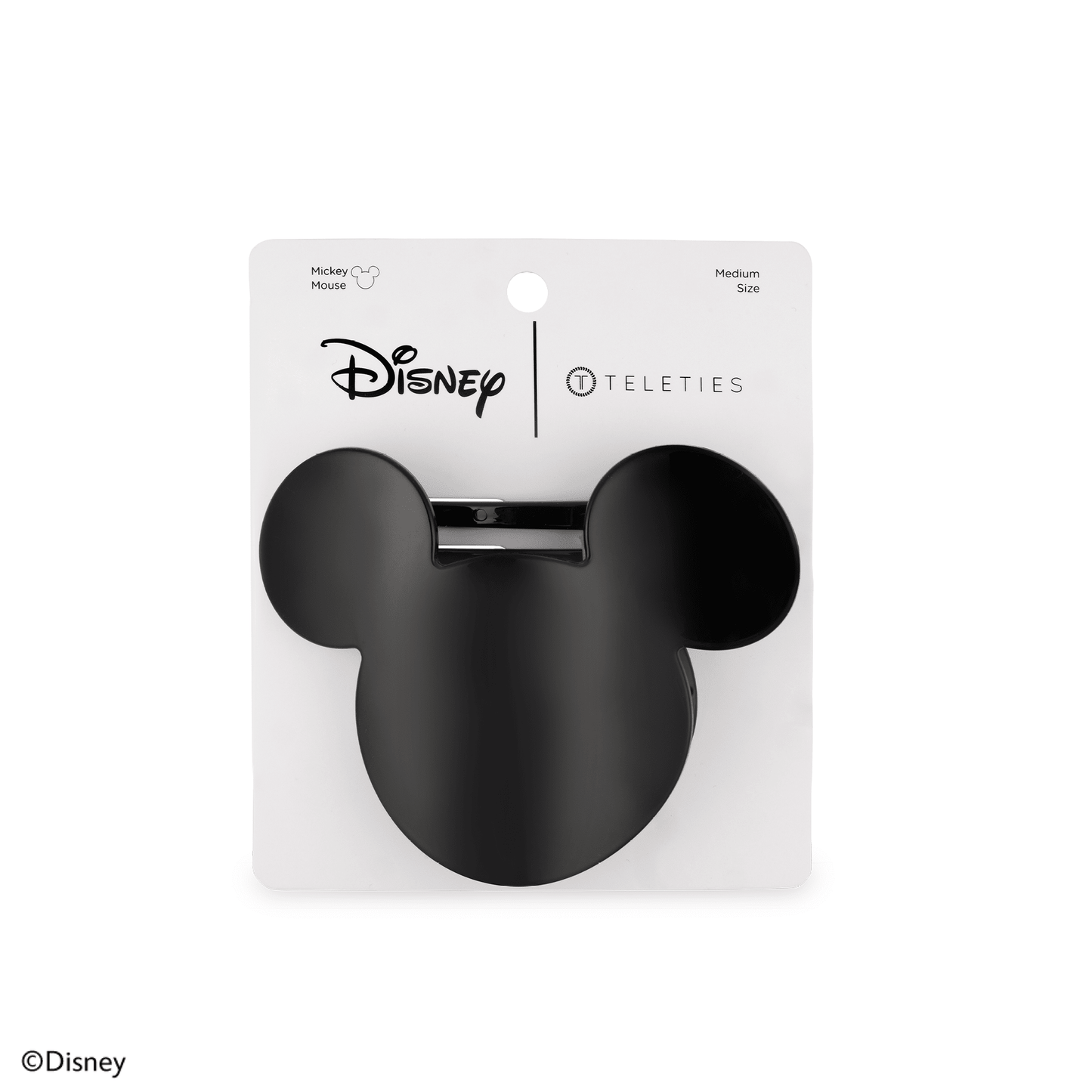 TELETIES - Disney: Mickey Mouse Shaped Medium Flat Hair Clip in Black - Medium