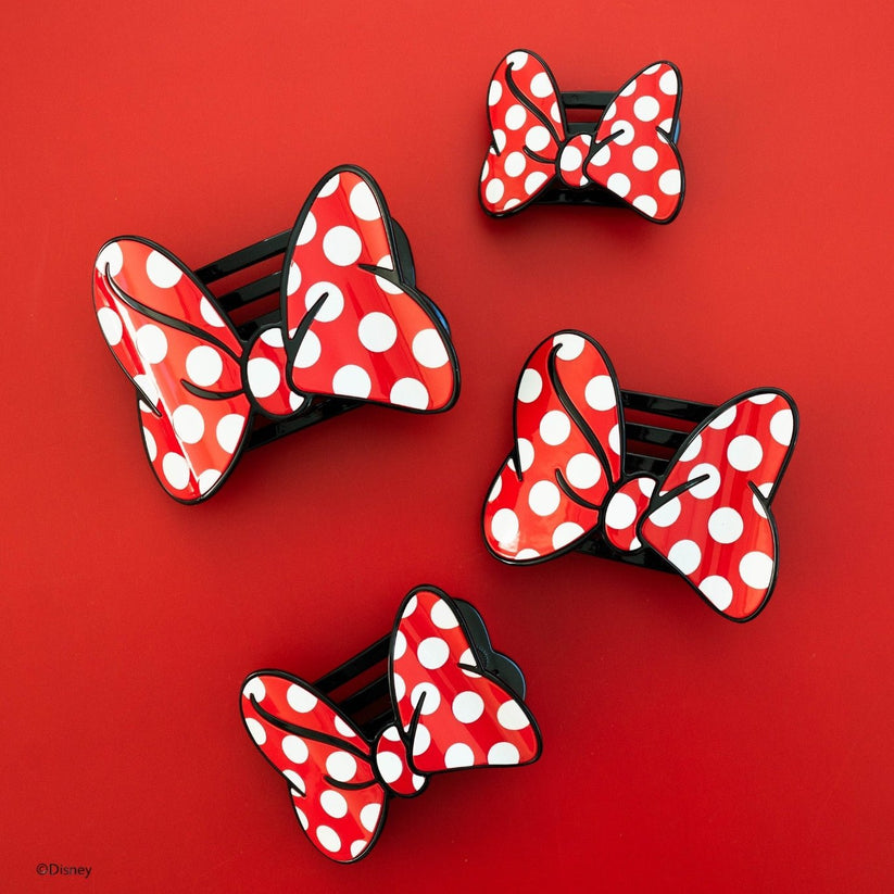 TELETIES - Disney: Minnie's Bow Large Flat Hair Clip in Red Polka Dots Black - Large - Image 5