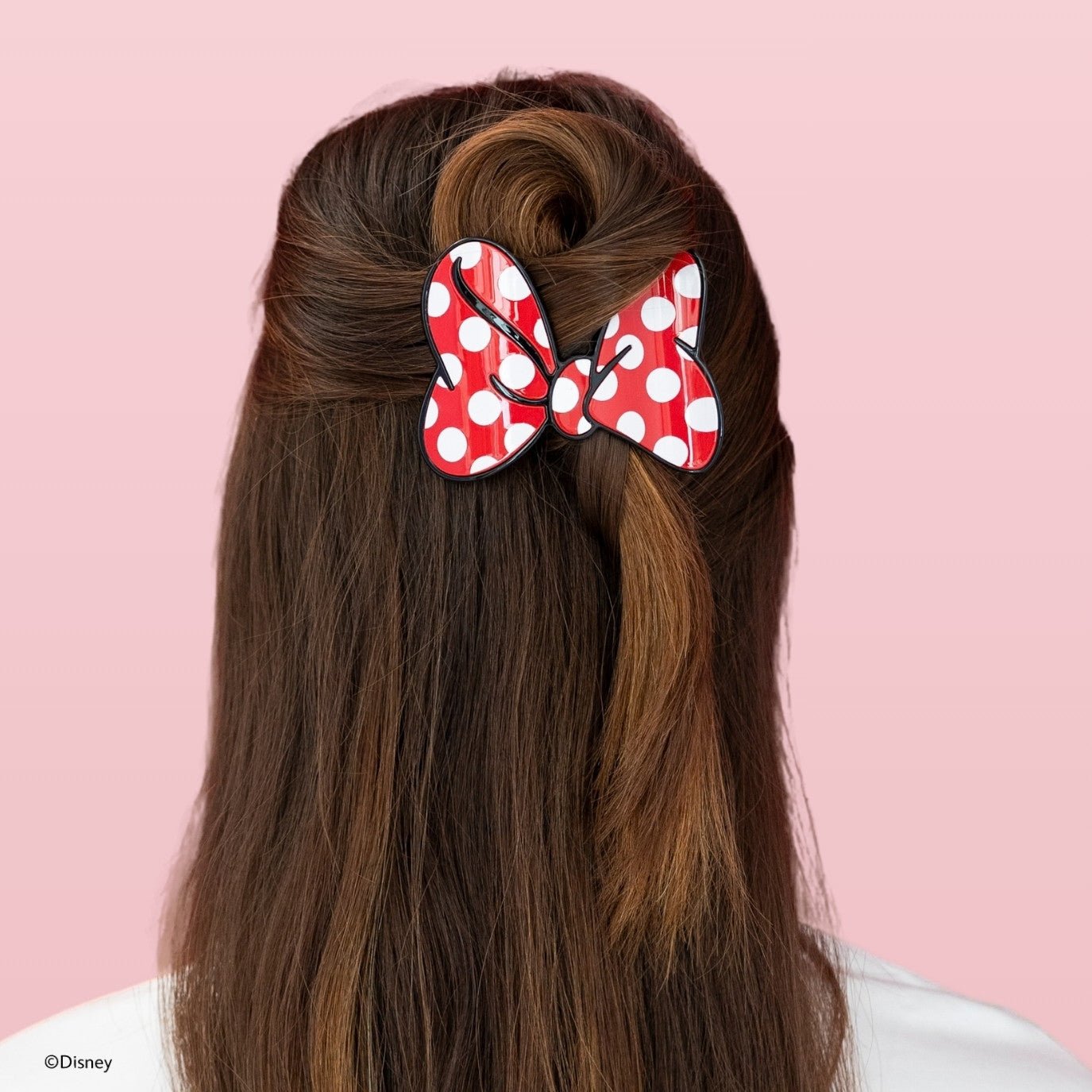 TELETIES - Disney: Minnie's Bow Medium Flat Hair Clip in Red Polka Dots Black - Medium
