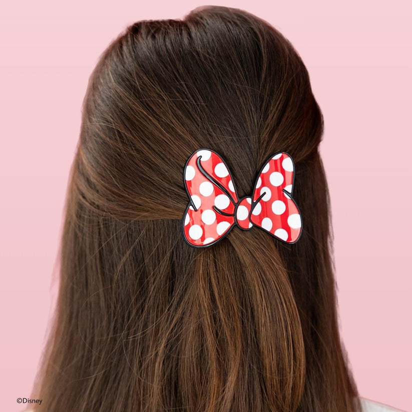 TELETIES - Disney: Minnie's Bow Small Flat Hair Clip in Red Polka Dots Black - Small - Image 2