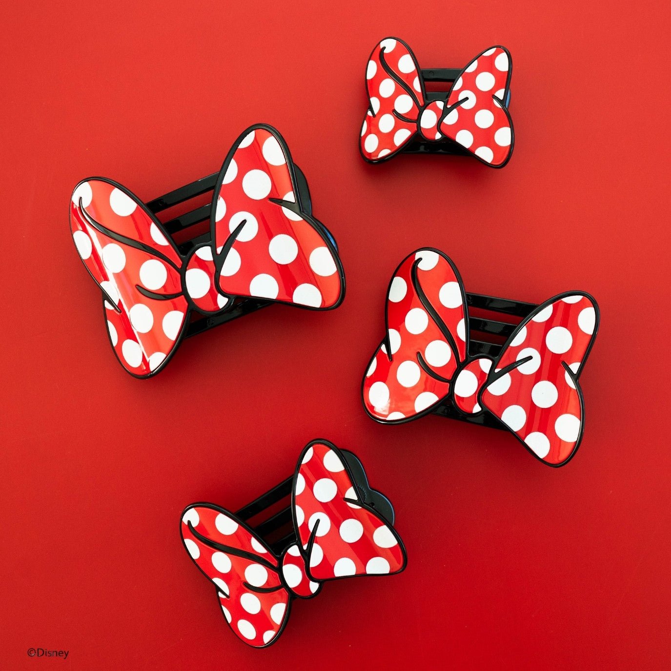 TELETIES - Disney: Minnie's Bow Small Flat Hair Clip in Red Polka Dots Black - Small