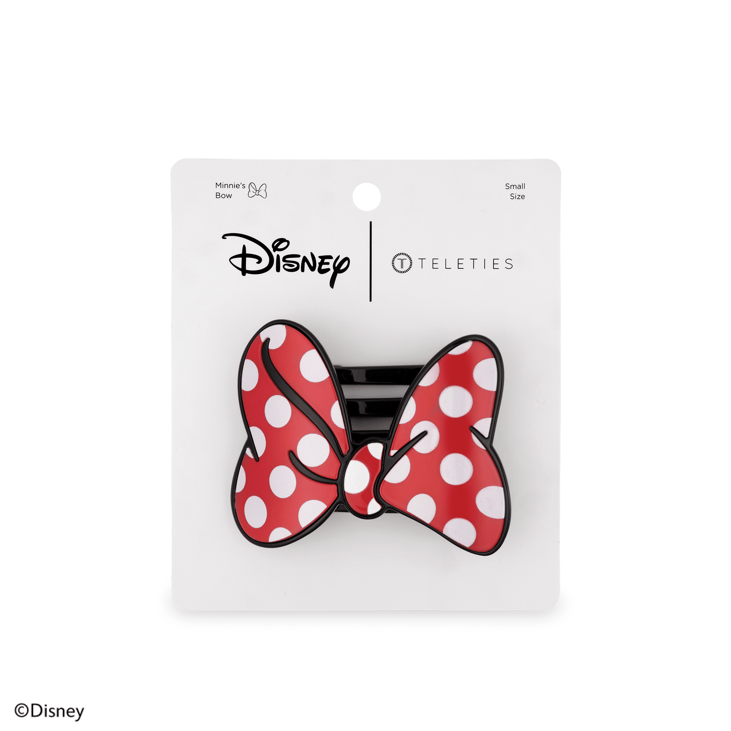 TELETIES - Disney: Minnie's Bow Small Flat Hair Clip in Red Polka Dots Black - Small