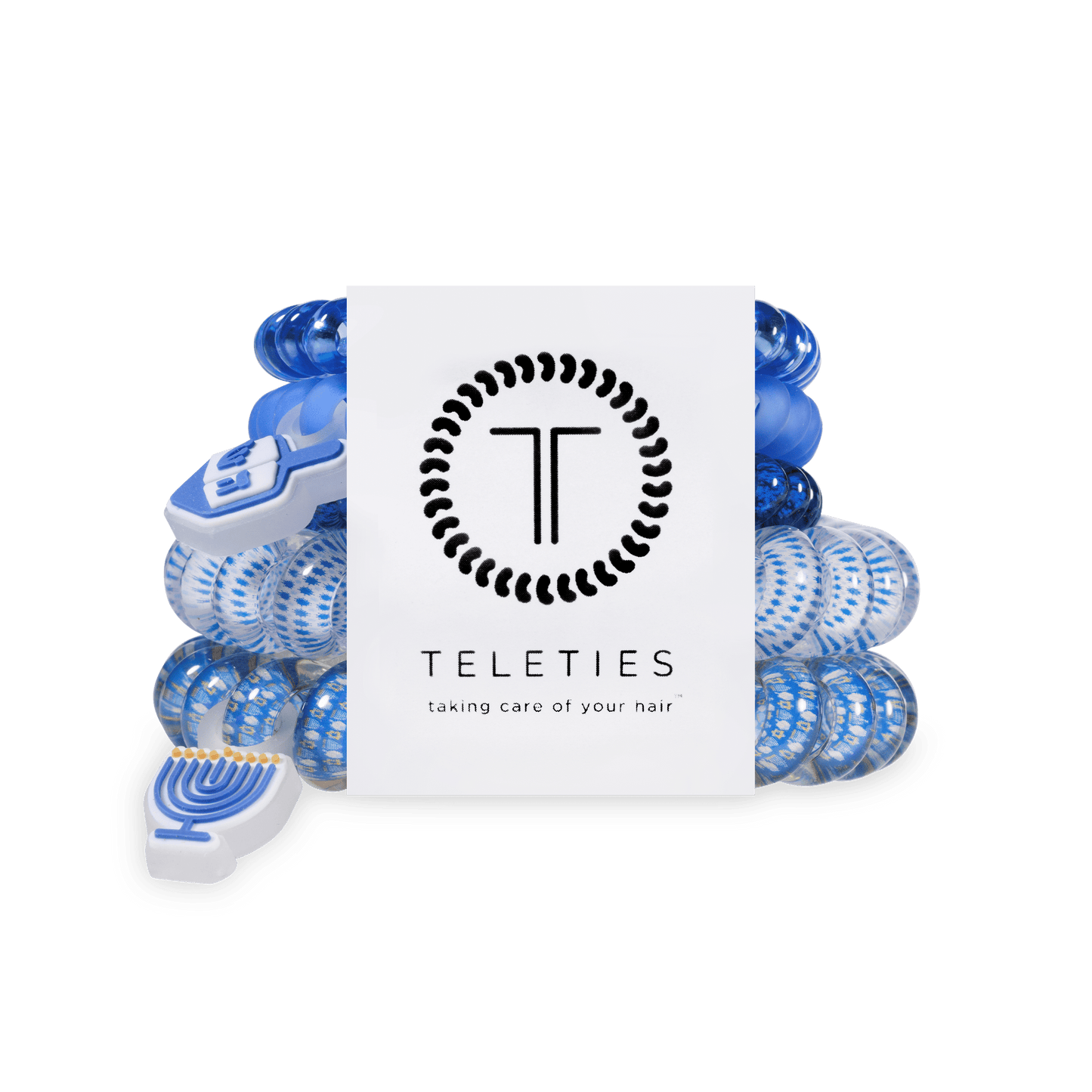 TELETIES - Drop It Like a Dreidel Mix Pack Hair Ties in Blue  White - Mix Pack