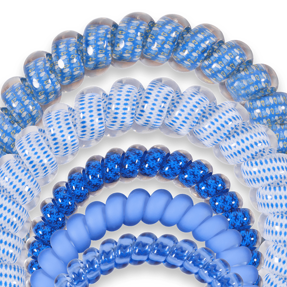 TELETIES - Drop It Like a Dreidel Mix Pack Hair Ties in Blue  White - Mix Pack