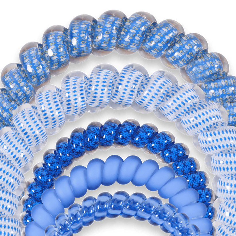 TELETIES - Drop It Like a Dreidel Mix Pack Hair Ties in Blue  White - Mix Pack - Image 3