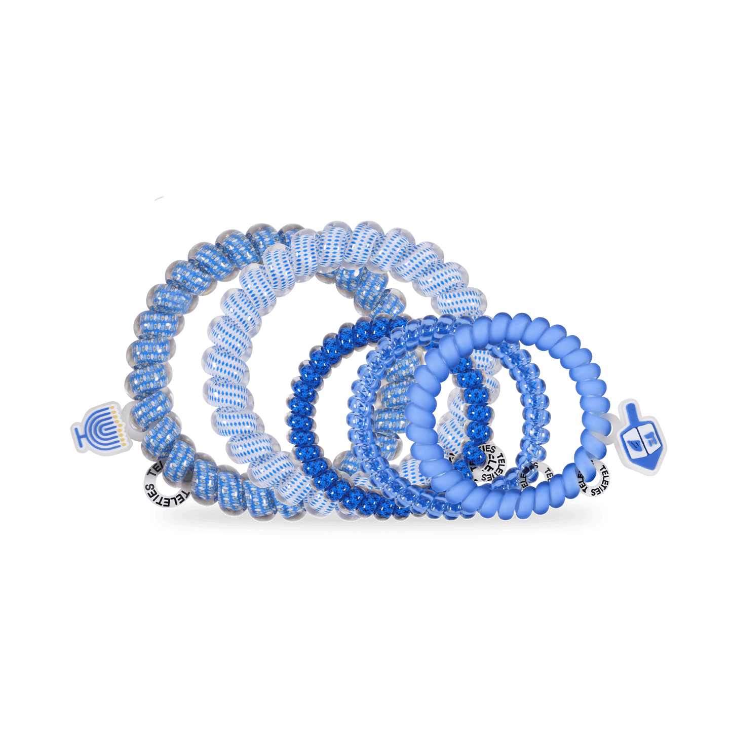 TELETIES - Drop It Like a Dreidel Mix Pack Hair Ties in Blue  White - Mix Pack