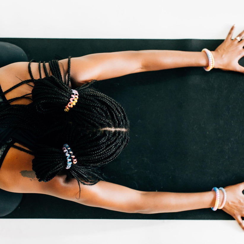 TELETIES - Eat Glitter for Breakfast Large Hair Ties in Blue Pink Purple Yellow Rainbow - Large - Image 4