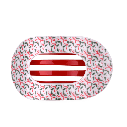 Festive Feels Large Flat Round Hair Clip
                in Red White - Large
              