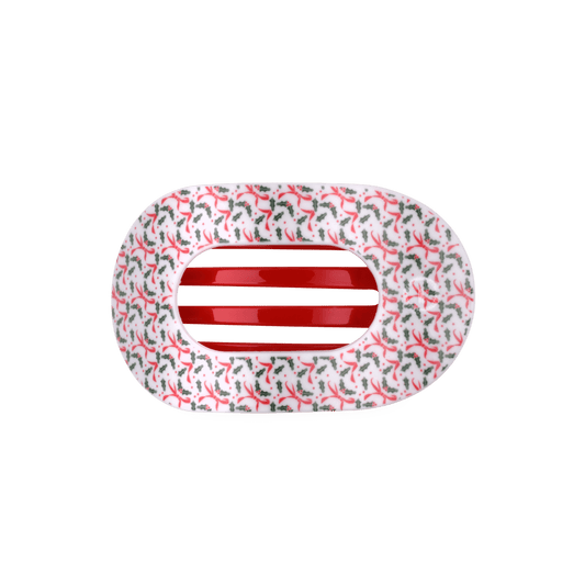 Festive Feels Medium Flat Round Hair Clip
                in White Red - Medium
              