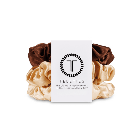 For the Love of Nudes Large Silk Scrunchies in Brown Orange Beige - Large