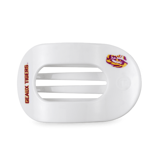 Geaux Tigers! Large Flat Round Hair Clip in White Purple Gold - Large