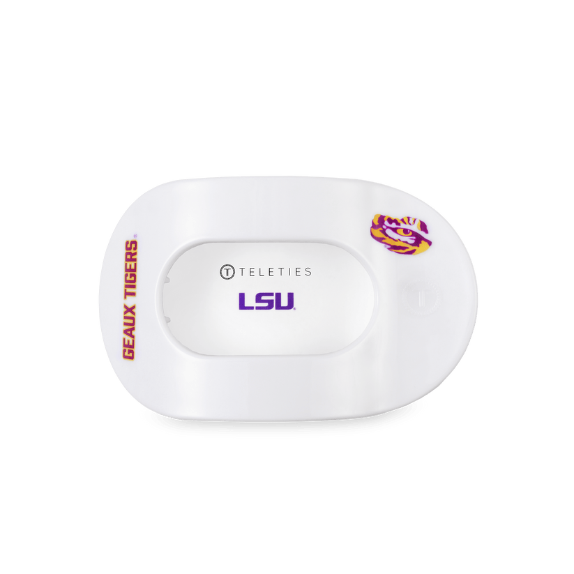 TELETIES - Geaux Tigers! Large Flat Round Hair Clip in White Purple Gold - Large - Image 2