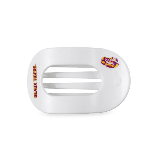 Geaux Tigers! Medium Flat Round Hair Clip in White Purple Gold - Medium