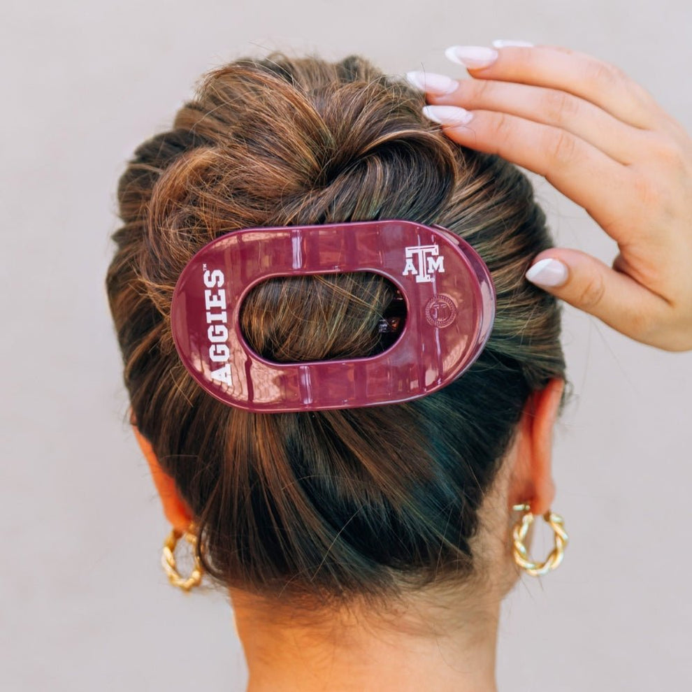 Gig' Em! Large Flat Round Hair Clip - Hair Clips - TELETIES

