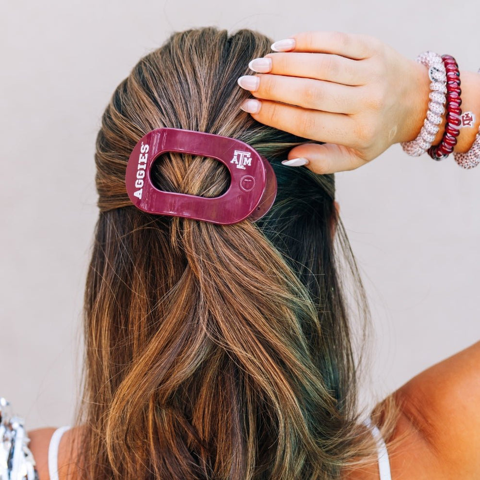 Gig 'Em! Medium Flat Round Hair Clip - Hair Clips - TELETIES
