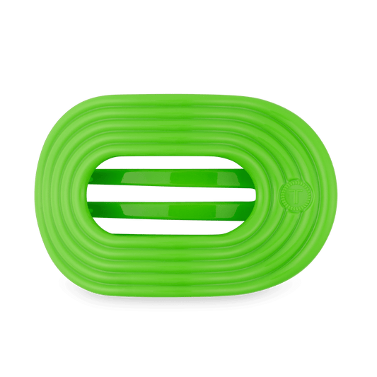 Glow For It Large Flat Round Hair Clip in Green Neon - Large