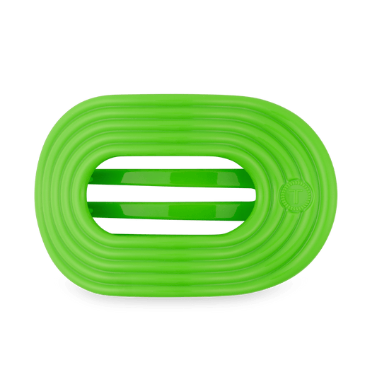 Glow For It Large Flat Round Hair Clip in Green Neon - Large