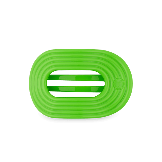 Glow For It Medium Flat Round Hair Clip in Green Neon - Medium