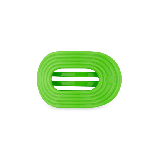 Glow For It Small Flat Round Hair Clip in Green Neon - Small