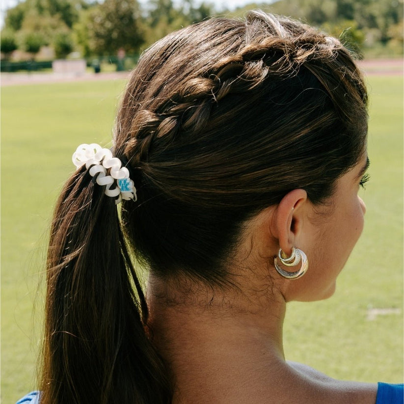 TELETIES - Go Big Blue! Large Hair Ties in White Blue - Large - Image 4
