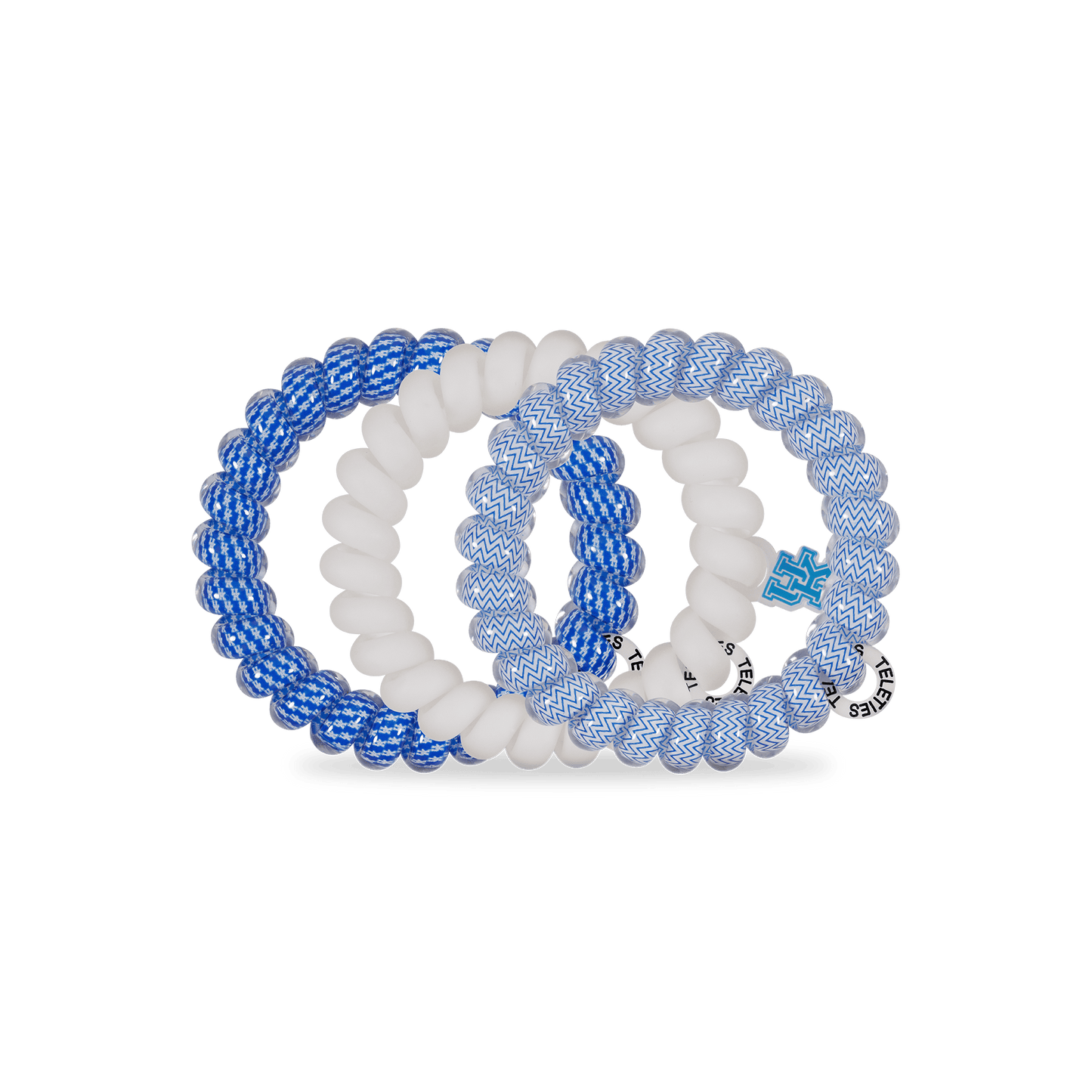 TELETIES - Go Big Blue! Large Hair Ties in White Blue - Large