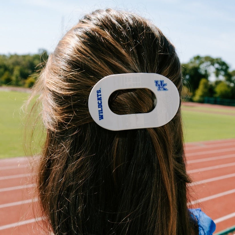 TELETIES - Go Big Blue! Medium Flat Round Hair Clip in Gray Blue - Medium - Image 4