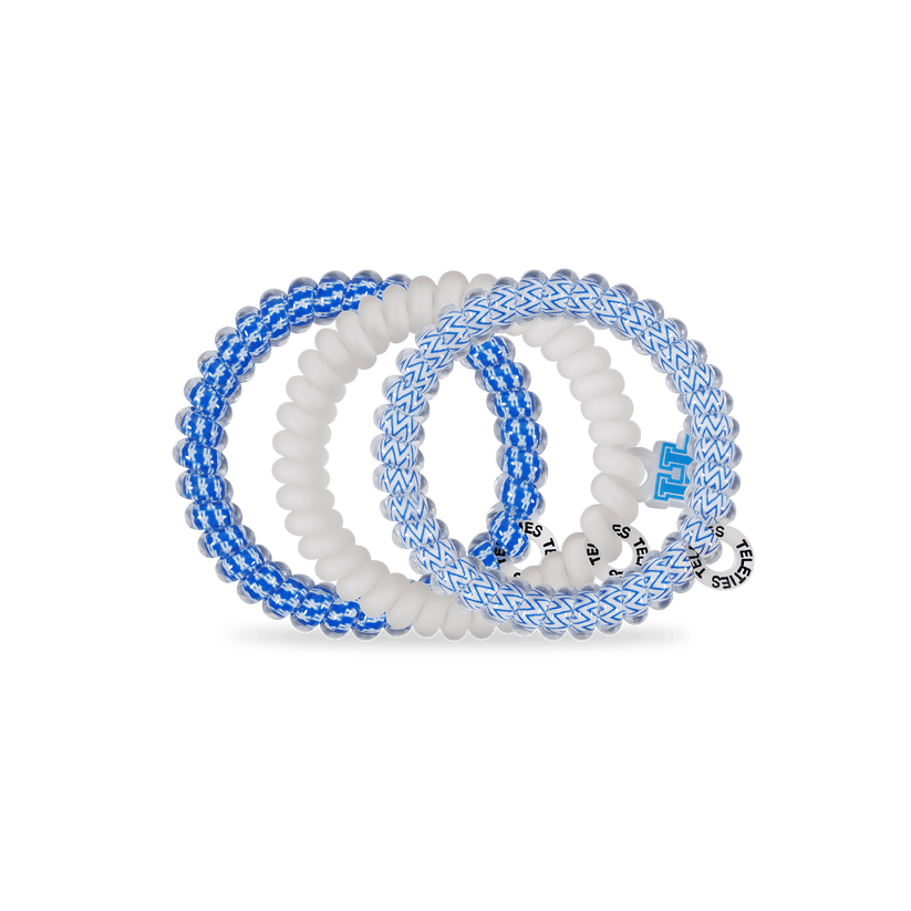 TELETIES - Go Big Blue! Small Hair Ties in White  Blue - Small - Image 2