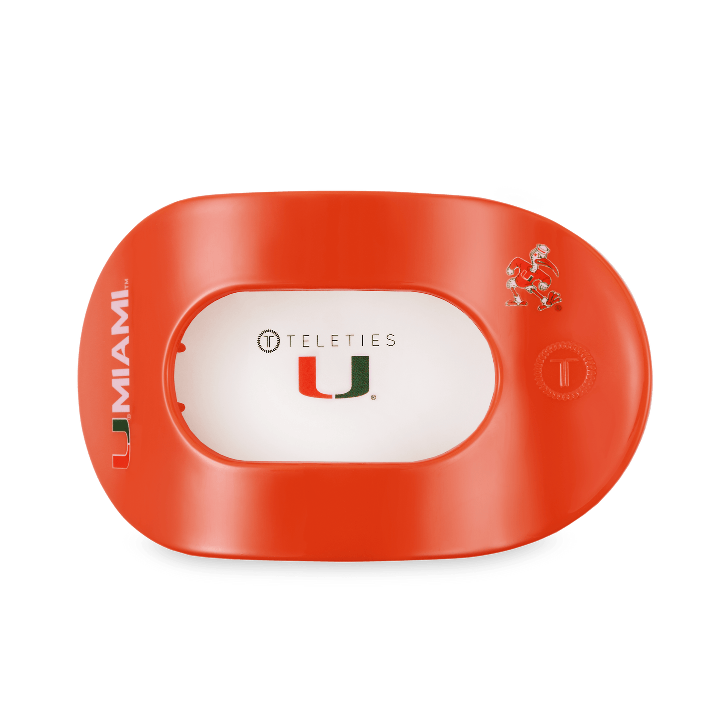 TELETIES - Go Canes! Large Flat Round Hair Clip in Orange Green - Large