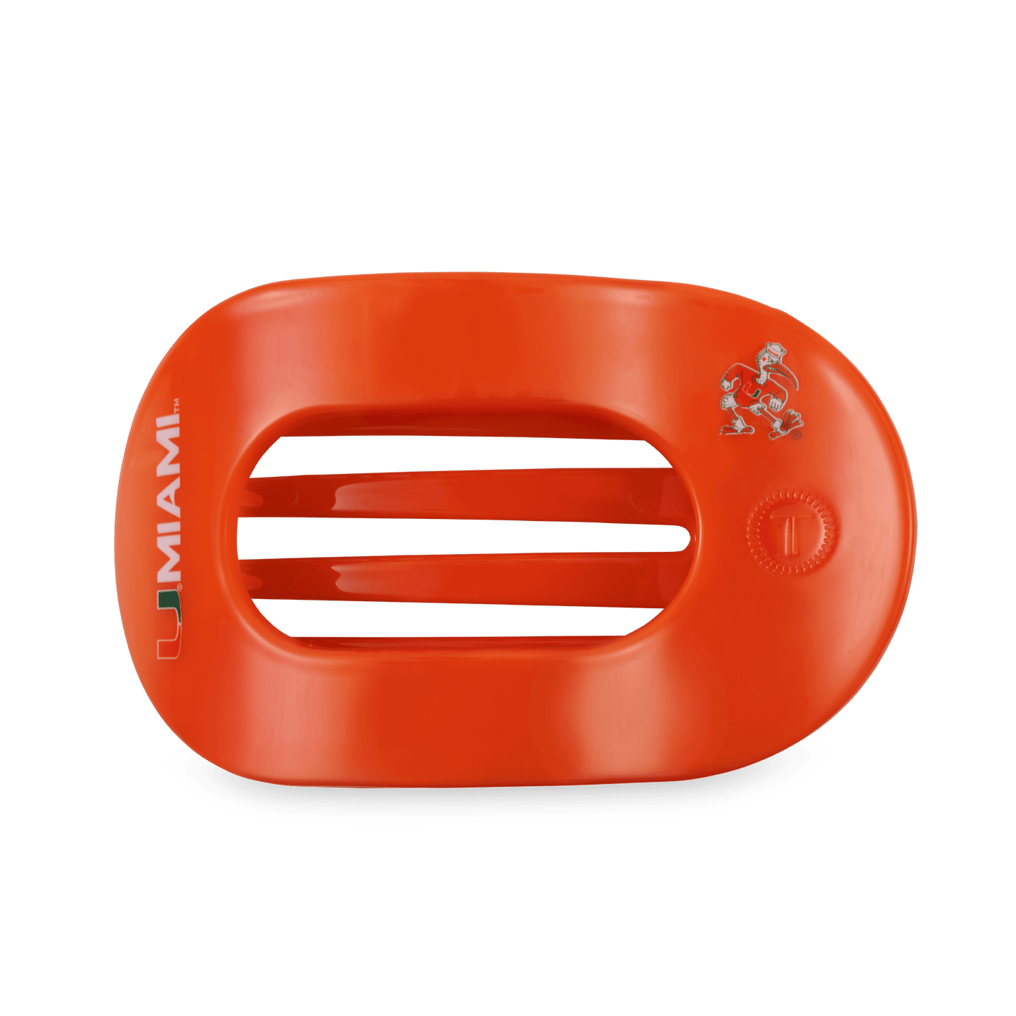 TELETIES - Go Canes! Large Flat Round Hair Clip in Orange Green - Large