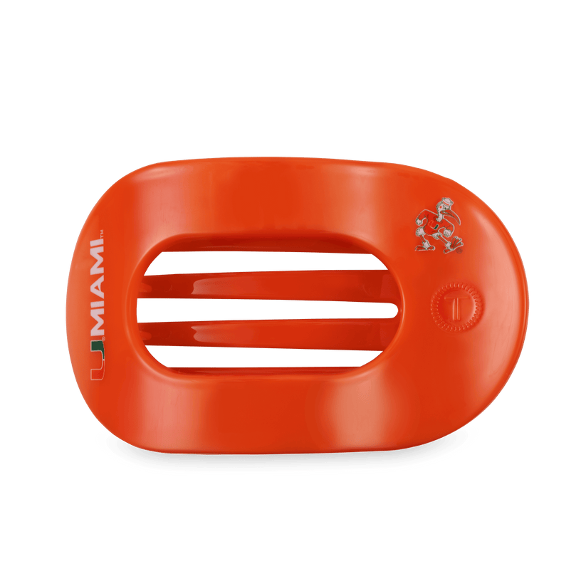 TELETIES - Go Canes! Large Flat Round Hair Clip in Orange Green - Large - Image 1