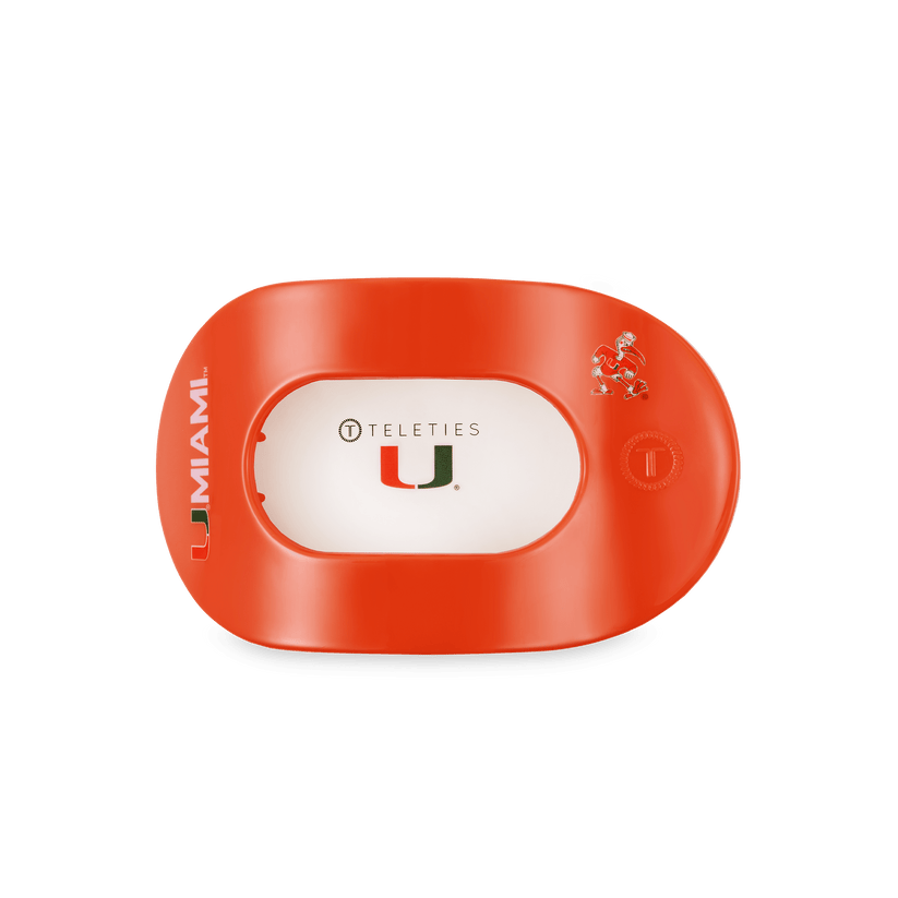 TELETIES - Go Canes! Medium Flat Round Hair Clip in Orange Green - Medium - Image 2