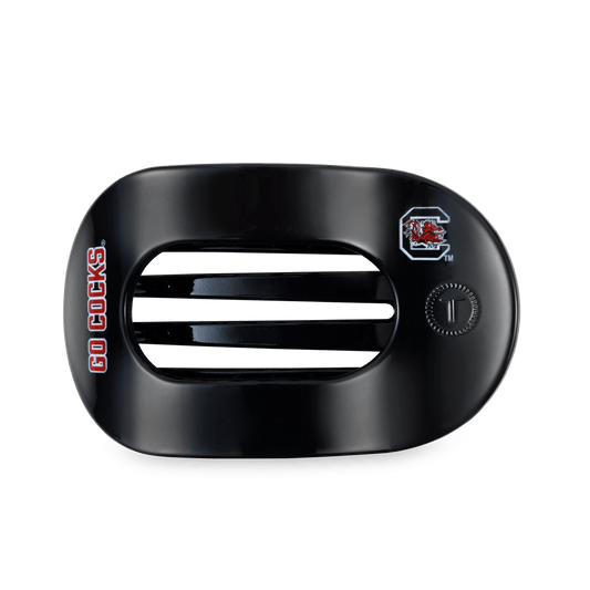 Go Cocks! Large Flat Round Hair Clip in Black Garnet Red - Large