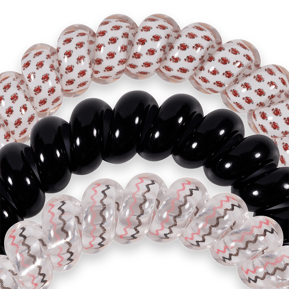 TELETIES - Go Cocks! Large Hair Ties in White Garnet Black Red - Large