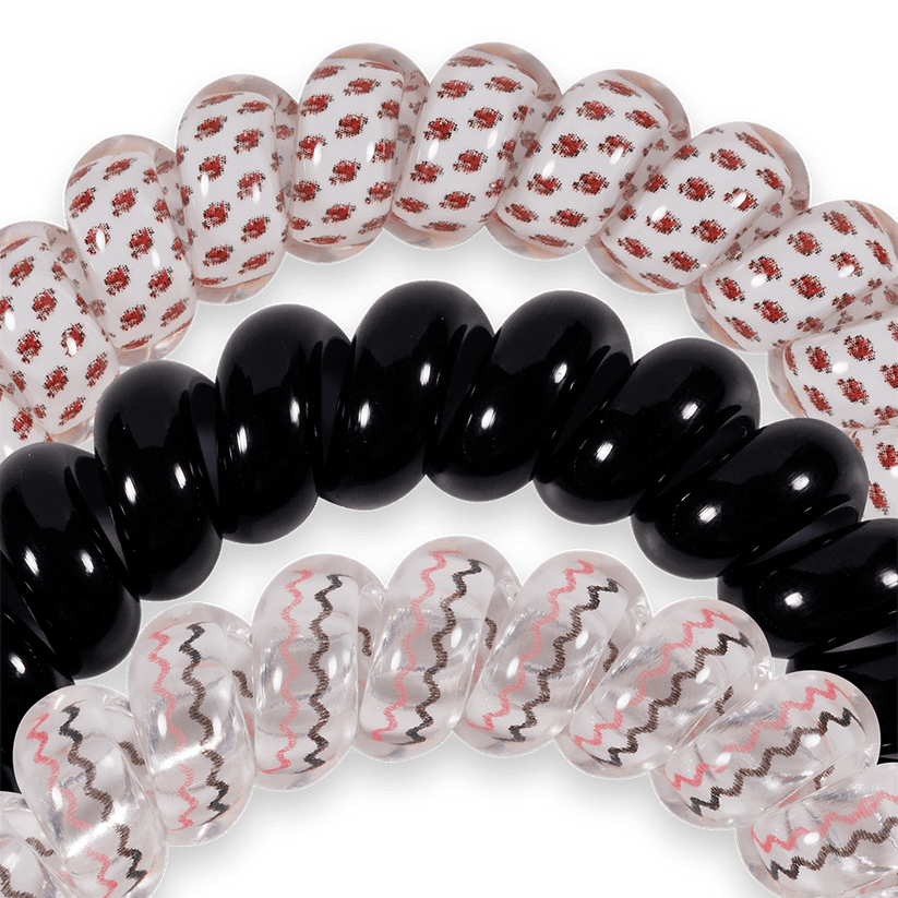 TELETIES - Go Cocks! Large Hair Ties in White Garnet Black Red - Large - Image 3