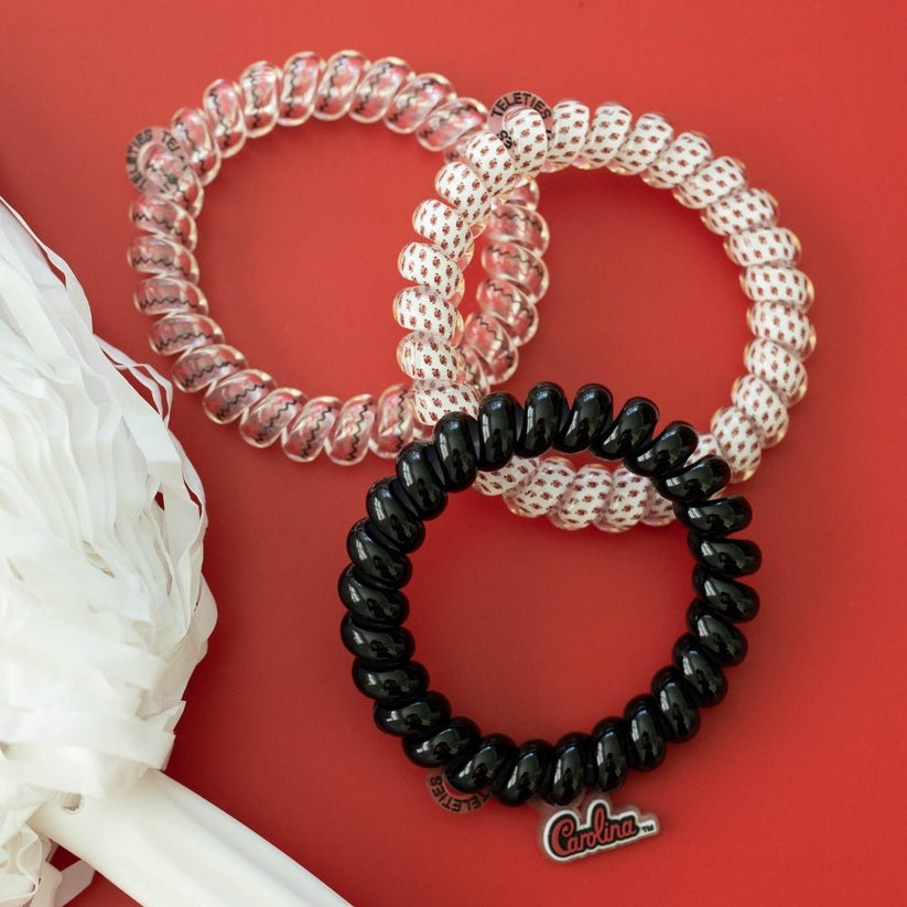 TELETIES - Go Cocks! Large Hair Ties in White Garnet Black Red - Large - Image 5