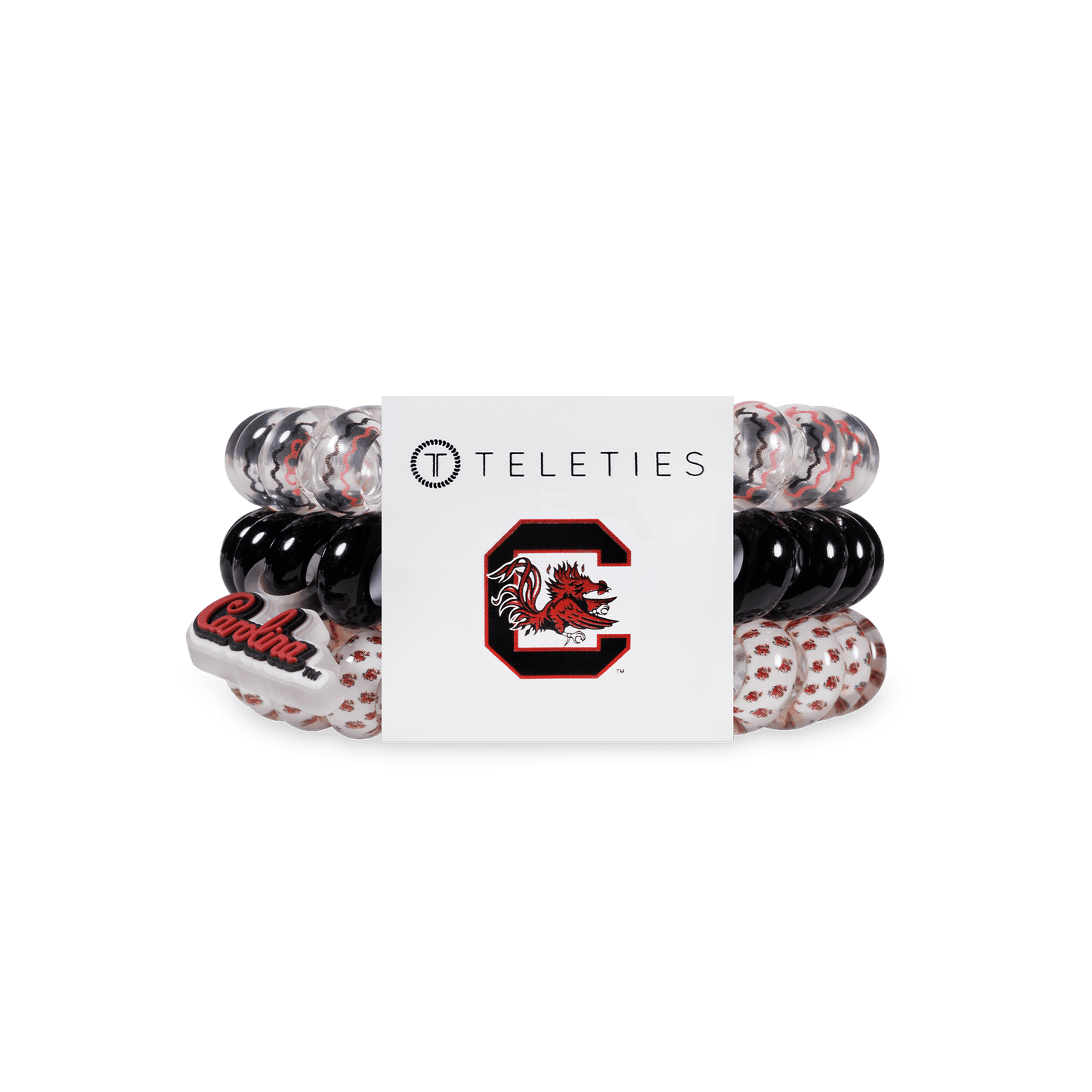 TELETIES - Go Cocks! Large Hair Ties in White Garnet Black Red - Large