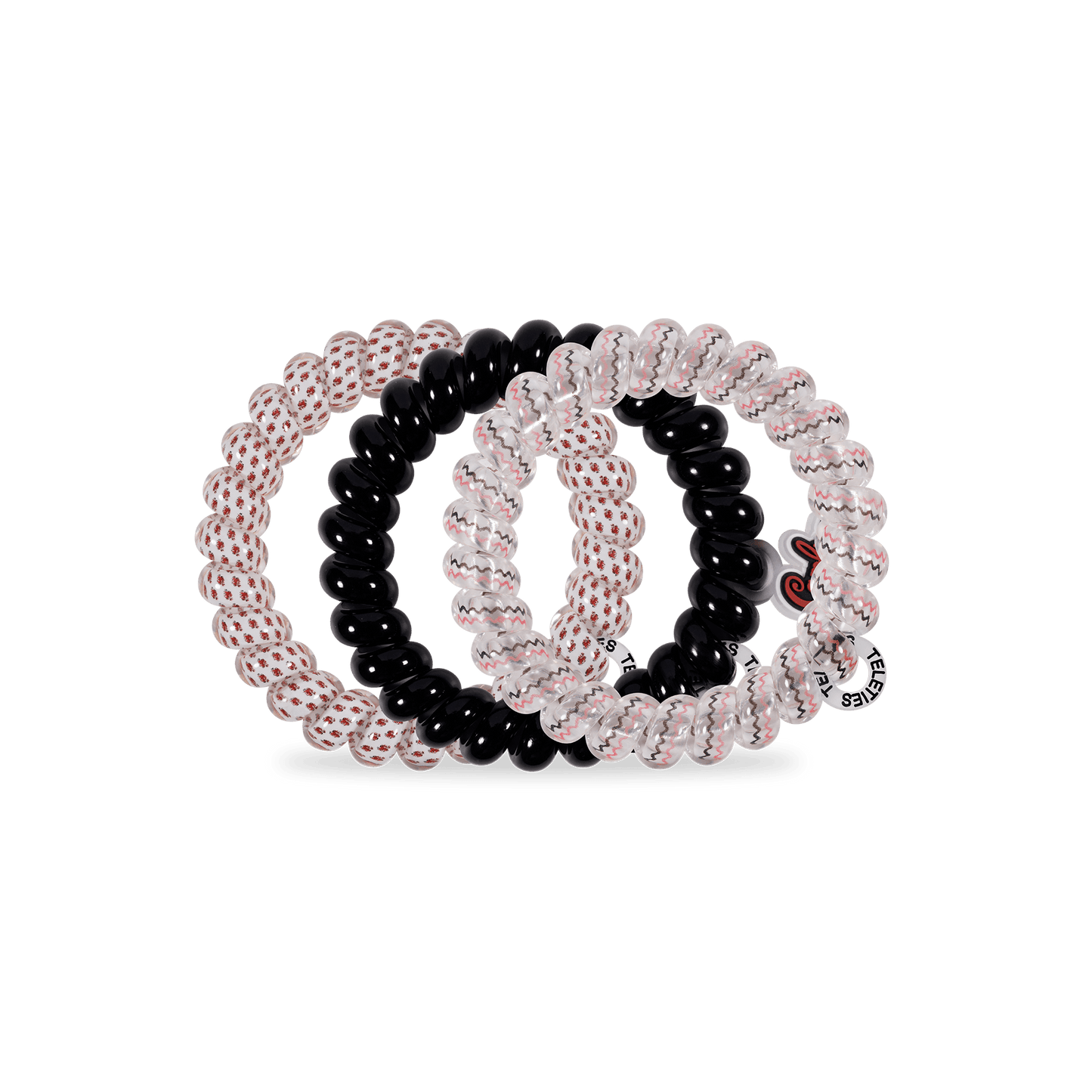 TELETIES - Go Cocks! Large Hair Ties in White Garnet Black Red - Large