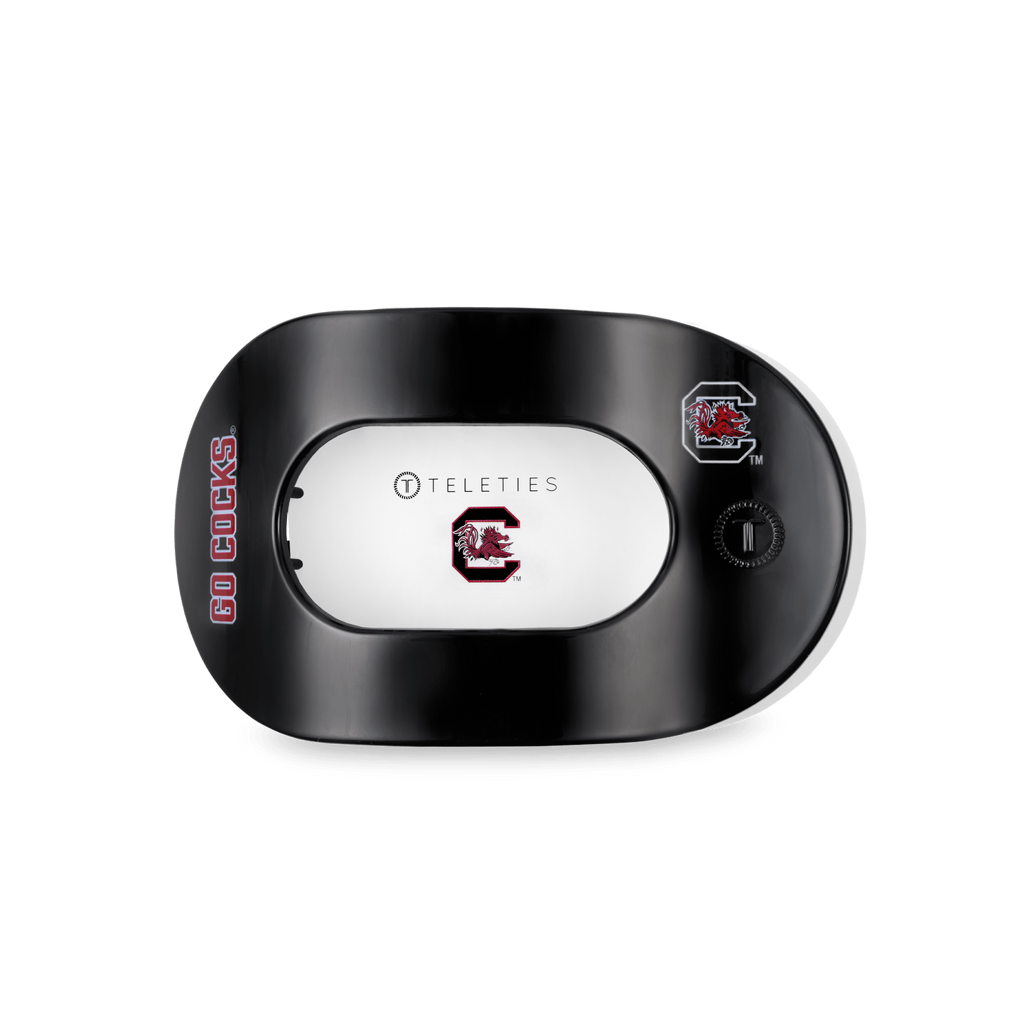 TELETIES - Go Cocks! Medium Flat Round Hair Clip in Garnet Black Red - Medium