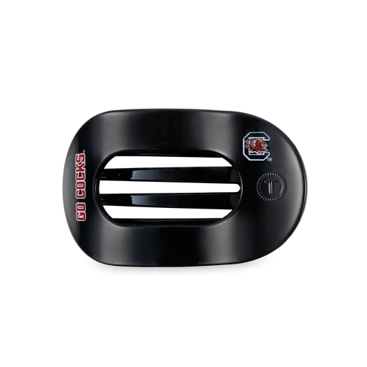 Go Cocks! Medium Flat Round Hair Clip in Garnet Black Red - Medium