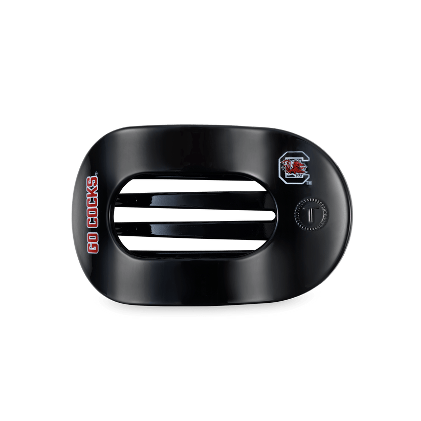 TELETIES - Go Cocks! Medium Flat Round Hair Clip in Garnet Black Red - Medium - Image 1