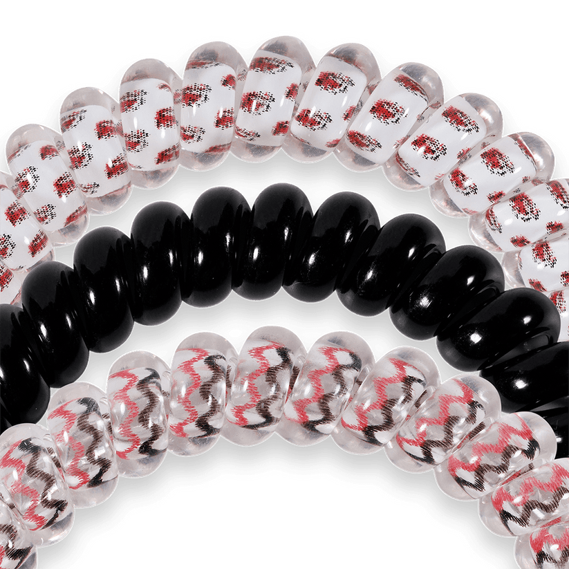 TELETIES - Go Cocks! Small Hair Ties in White Black Garnet Red - Small - Image 3