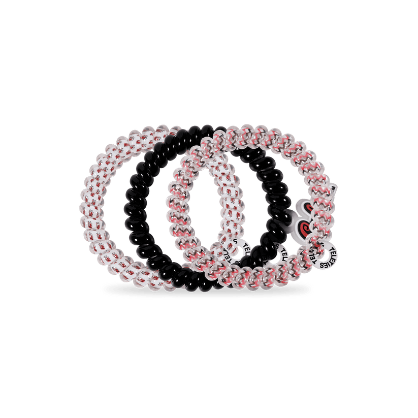 TELETIES - Go Cocks! Small Hair Ties in White Black Garnet Red - Small - Image 2