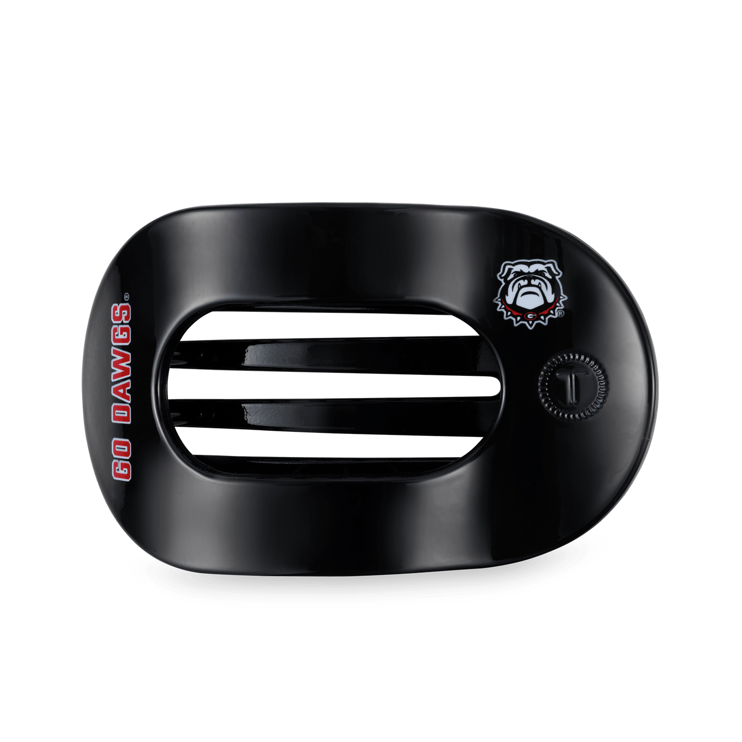 TELETIES - Go Dawgs! Large Flat Round Hair Clip in Black Red - Large