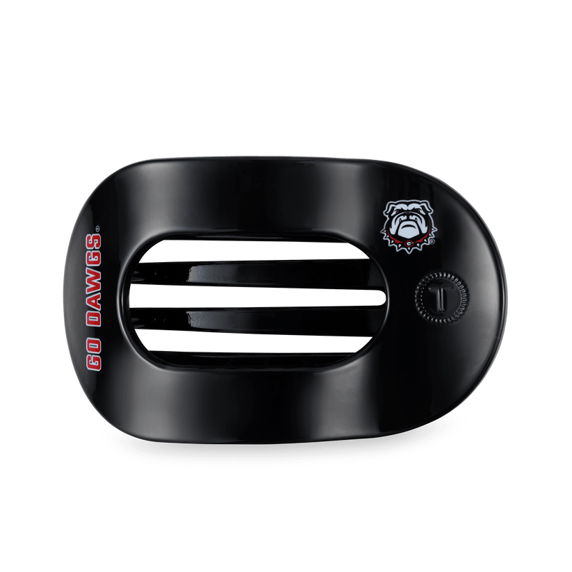 TELETIES - Go Dawgs! Large Flat Round Hair Clip in Black Red - Large - Image 1